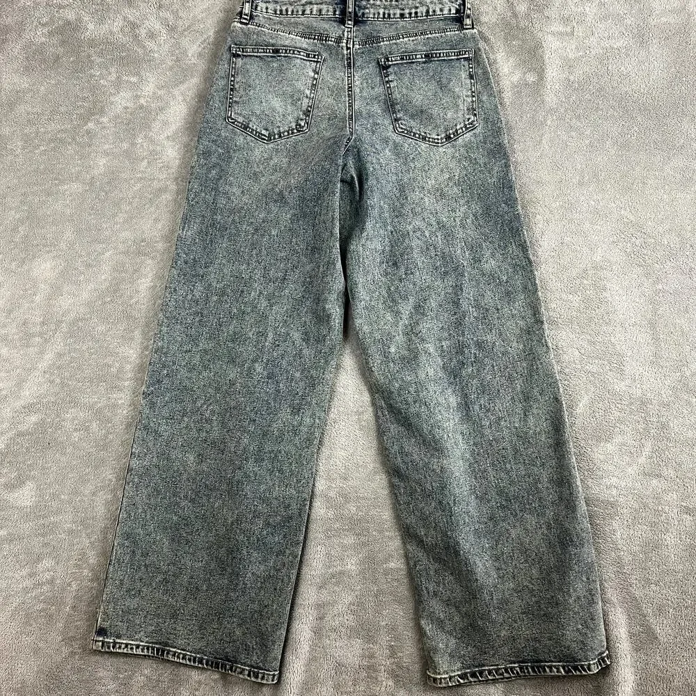 Madden Girl Jeans Womens 9‎ Wide Leg Mid Rise Acid Wash Y2K Style